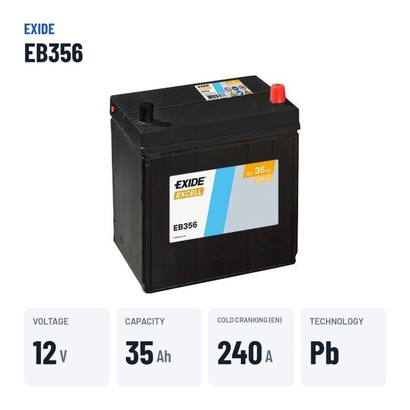 Bateria de carro Exide EB356 12V 35Ah 240A | baterias.com