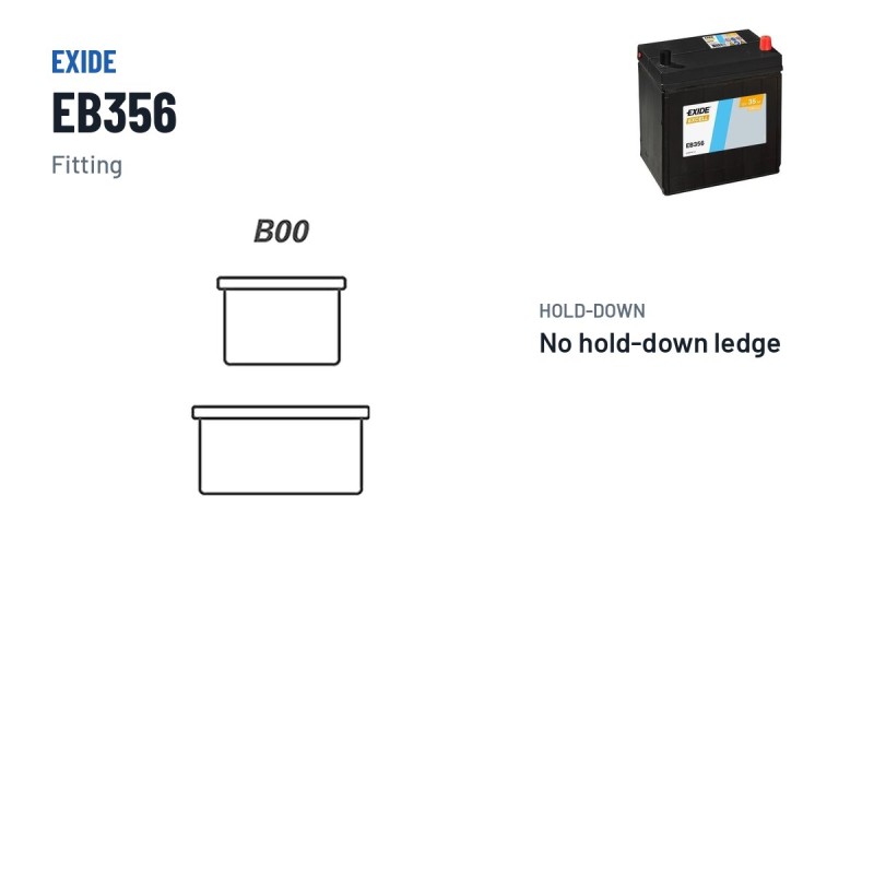Bateria de carro Exide EB356 12V 35Ah 240A | baterias.com