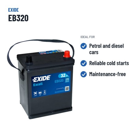 Autobatterie Exide EB320 12V 32Ah 270A – empfohlene Einsatzbereiche