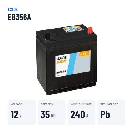 Car battery Exide EB356A 12V 35Ah 240A – key specs