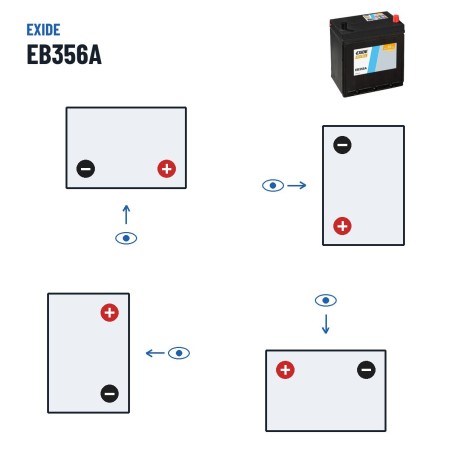 Car battery Exide EB356A 12V 35Ah 240A – polarity (layout 0, + right)