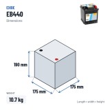 Batteria auto Exide EB440 12V 44Ah 400A – dimensioni 175 × 175 × 190 mm