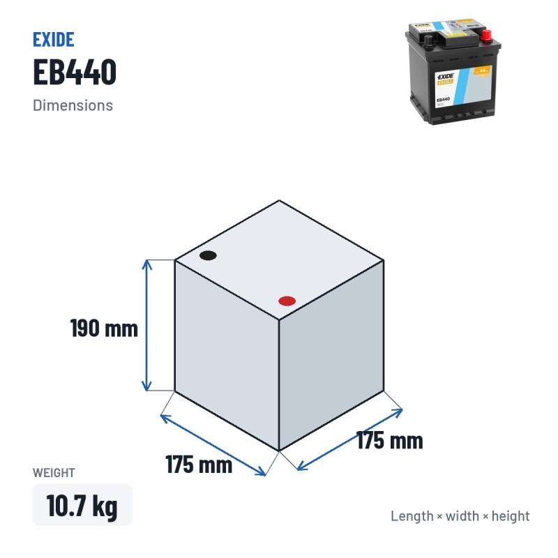 Autobatterie Exide EB440 12V 44Ah 400A | baterias.com