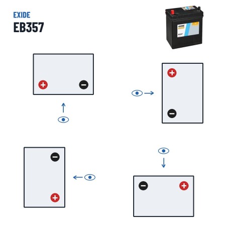 Batería de coche Exide EB357 12V 35Ah 240A – polaridad (esquema 1, + izquierda)