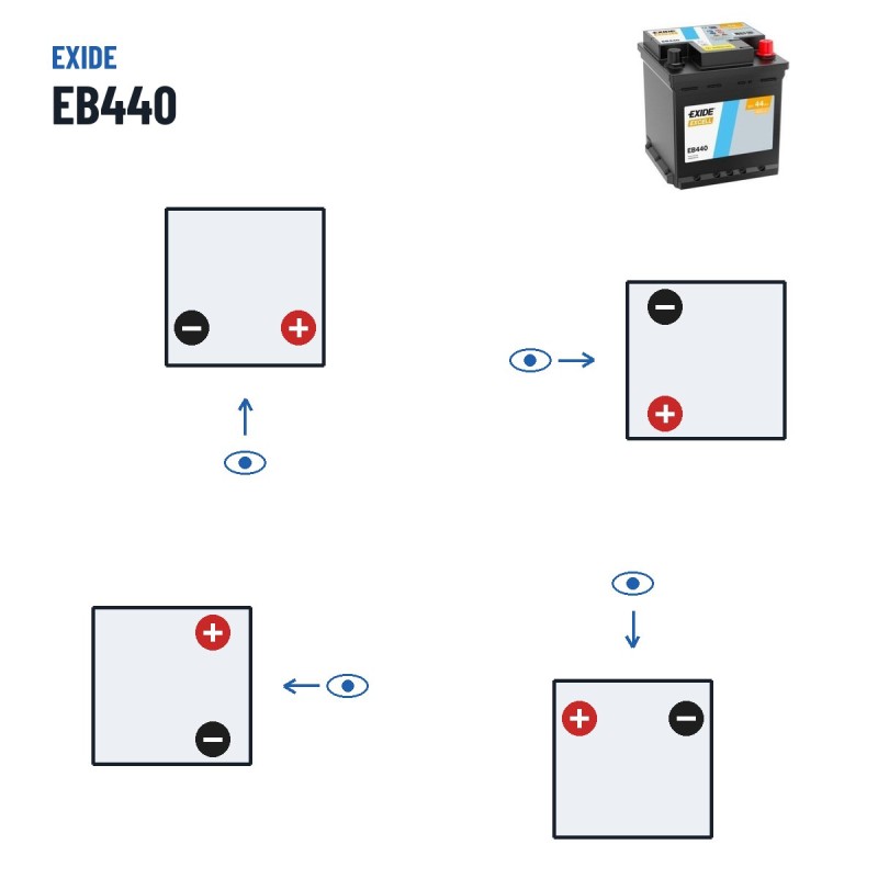 Autobatterie Exide EB440 12V 44Ah 400A | baterias.com