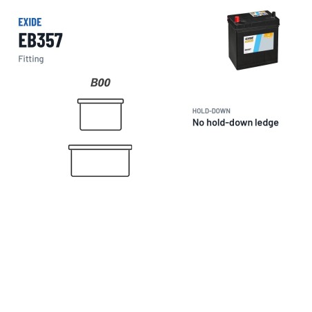 Batteria auto Exide EB357 12V 35Ah 240A – terminali e fissaggio