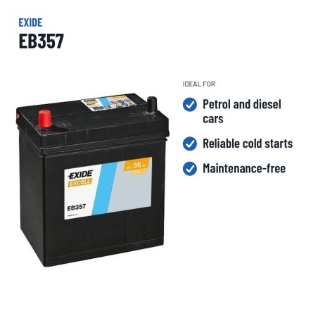 Batteria auto Exide EB357 12V 35Ah 240A – usi consigliati