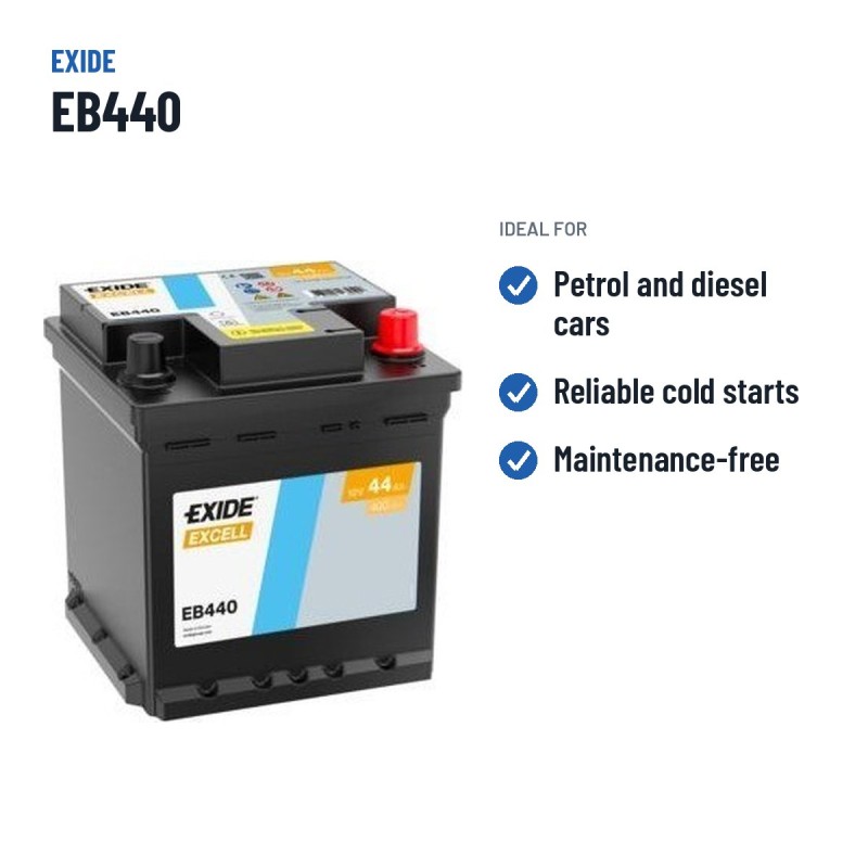 Autobatterie Exide EB440 12V 44Ah 400A | baterias.com