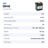 Autobatterie Exide EB440 12V 44Ah 400A | baterias.com
