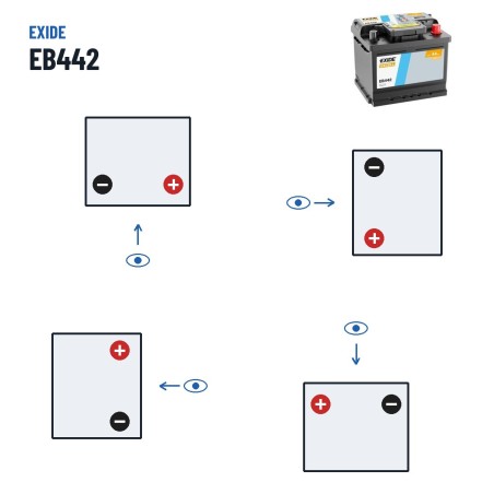 Batería de coche Exide EB442 12V 44Ah 420A | baterias.com