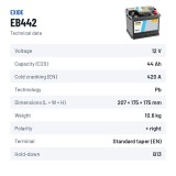 Batería de coche Exide EB442 12V 44Ah 420A | baterias.com