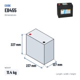 Batterie voiture Exide EB455 12V 45Ah 330A | baterias.com