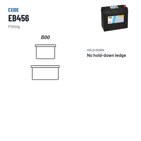 Bateria de carro Exide EB456 12V 45Ah 330A – terminal e fixação