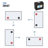 Bateria de carro Exide EB457 12V 45Ah 330A – polaridade (esquema 1, + esquerda)