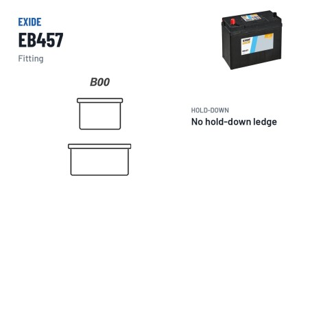 Batterie voiture Exide EB457 12V 45Ah 330A – bornes et fixation