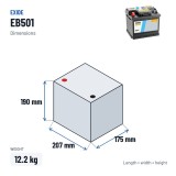 Car battery Exide EB501 12V 50Ah 450A | baterias.com
