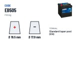 Batterie voiture Exide EB505 12V 50Ah 360A | baterias.com