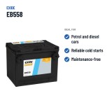 Bateria de carro Exide EB558 12V 55Ah 620A – utilizações recomendadas