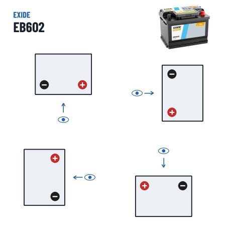 Batería de coche Exide EB602 12V 60Ah 540A | baterias.com