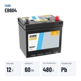 Car battery Exide EB604 12V 60Ah 480A – key specs