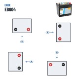 Bateria de carro Exide EB604 12V 60Ah 480A – polaridade (esquema 0, + direita)