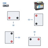 Autobatterie Exide EB621 12V 62Ah 540A – Polarität (Schaltung 1, + links)