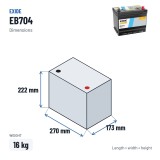 Bateria de carro Exide EB704 12V 70Ah 540A | baterias.com