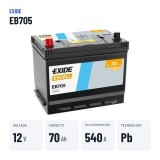 Batterie voiture Exide EB705 12V 70Ah 540A – caractéristiques clés