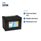 Batteria auto Exide EB708 12V 70Ah 740A – usi consigliati