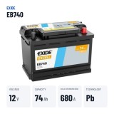 Bateria de carro Exide EB740 12V 74Ah 680A | baterias.com