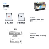 Batteria auto Exide EB712 12V 71Ah 670A | baterias.com