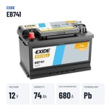 Car battery Exide EB741 12V 74Ah 680A – key specs
