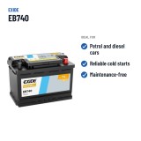 Bateria de carro Exide EB740 12V 74Ah 680A | baterias.com