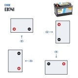 Batería de coche Exide EB741 12V 74Ah 680A | baterias.com