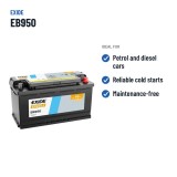 Car battery Exide EB950 12V 95Ah 800A – recommended uses