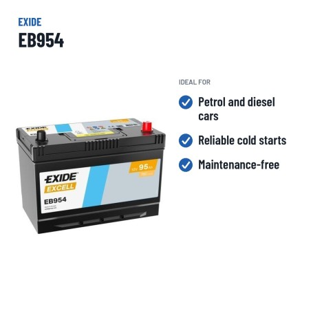 Batteria auto Exide EB954 12V 95Ah 760A – usi consigliati