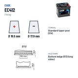 Car battery Exide EC412 12V 41Ah 370A | baterias.com