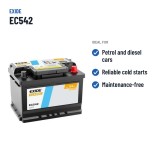 Car battery Exide EC542 12V 54Ah 500A – recommended uses