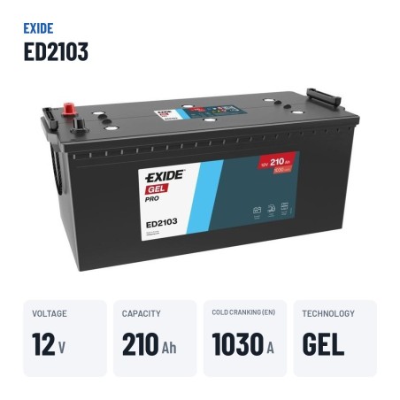 LKW-Batterie Exide ED2103 12V 210Ah 1030A GEL – wichtigste Daten