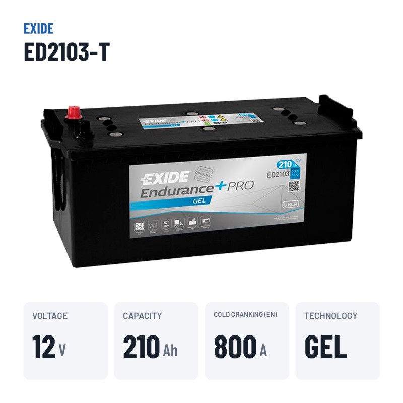 Batteria camion Exide ED2103-T 12V 210Ah 800A GEL | baterias.com