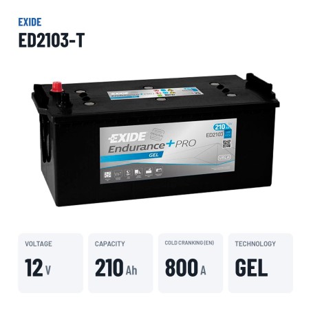 Bateria de camião Exide ED2103-T 12V 210Ah 800A GEL – dados principais