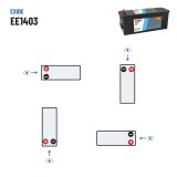 Batteria camion Exide EE1403 12V 140Ah 800A EFB – polarità (schema 3)