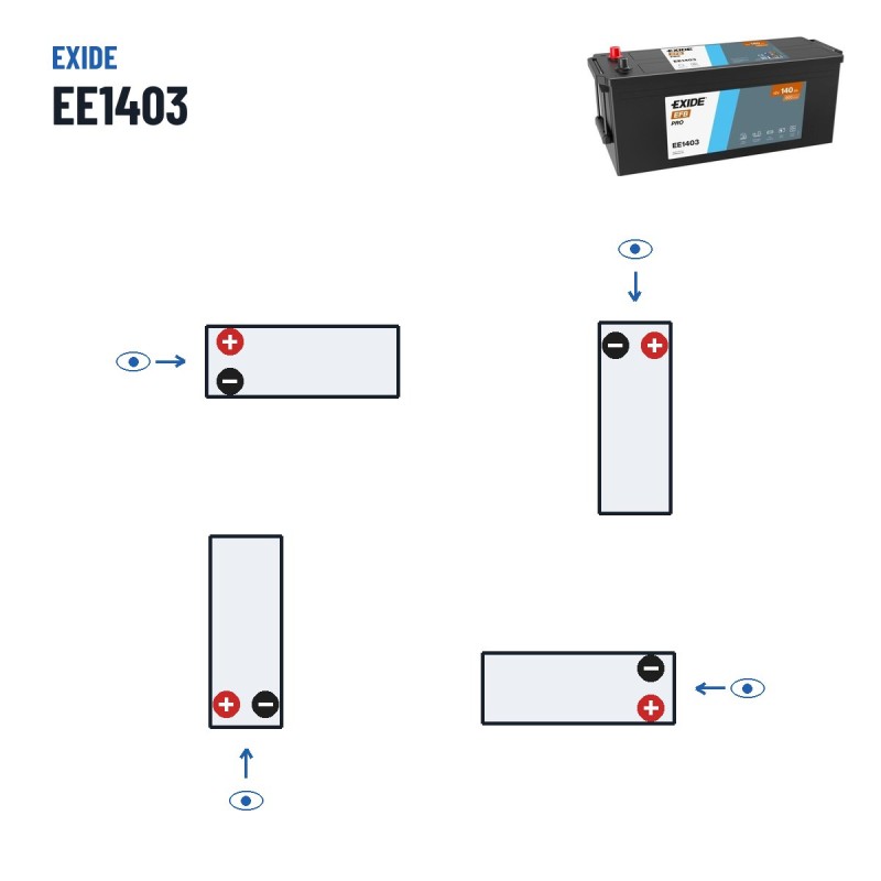 Truck battery Exide EE1403 12V 140Ah 800A EFB – polarity (layout 3)