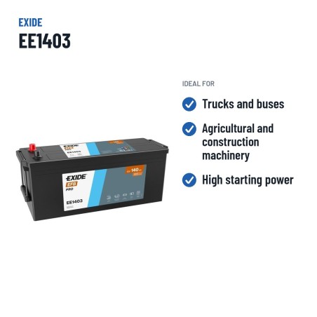 Batteria camion Exide EE1403 12V 140Ah 800A EFB – usi consigliati