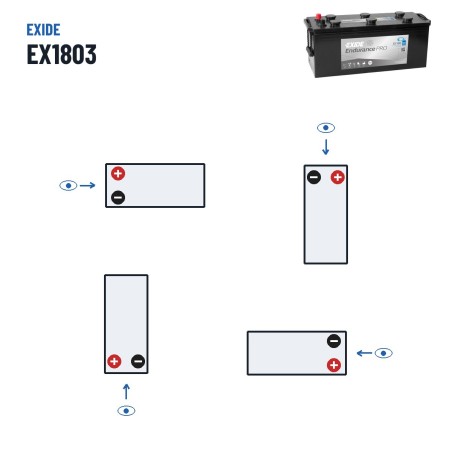 LKW-Batterie Exide EX1803 12V 180Ah 1000A EFB | baterias.com