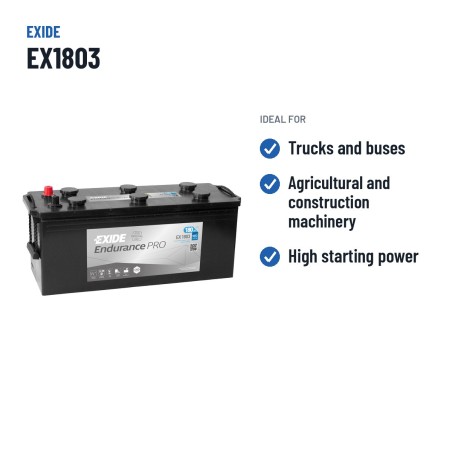 LKW-Batterie Exide EX1803 12V 180Ah 1000A EFB | baterias.com