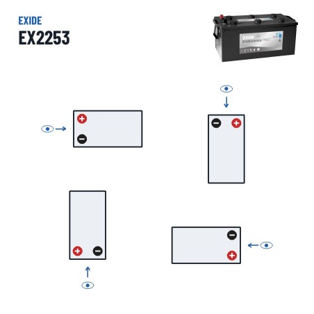 Truck battery Exide EX2253 12V 225Ah 1100A EFB – polarity (layout 3)