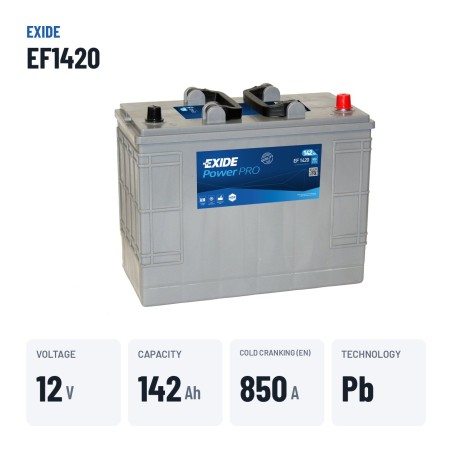 Batería de camión Exide EF1420 12V 142Ah 850A | baterias.com