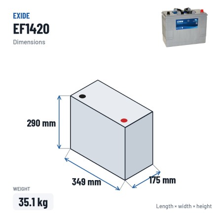 Batería de camión Exide EF1420 12V 142Ah 850A | baterias.com