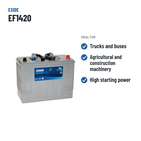 Batteria camion Exide EF1420 12V 142Ah 850A – usi consigliati